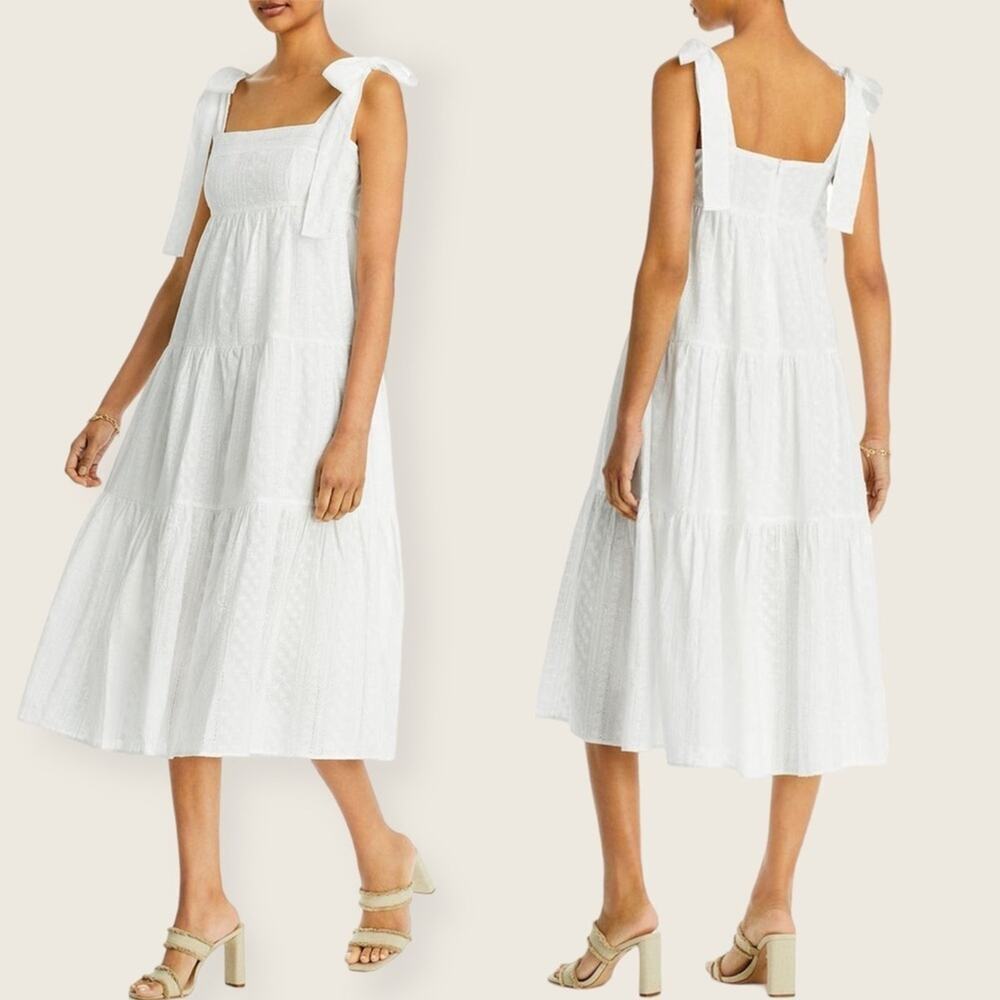 NWT | Aqua | Embroidered Midi Dress | White | Small